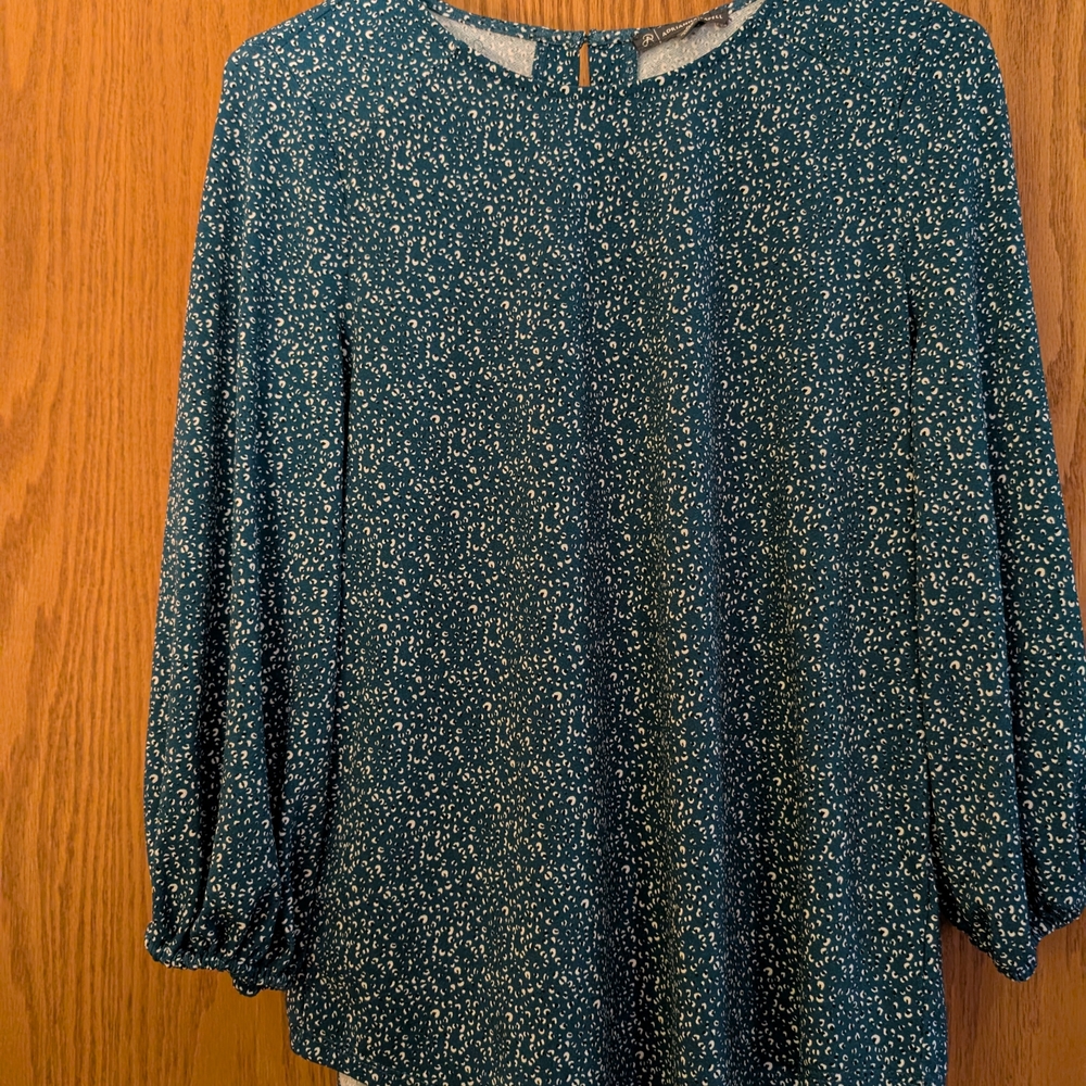 NWT Adrianna Papell Teal Speckled Blouse